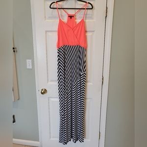 Hot Pink + Navy Stripe Maxi Dress